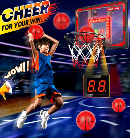 Indoor Basketball Hoop Pro, Mini Basketball Hoop Over The Door with LED