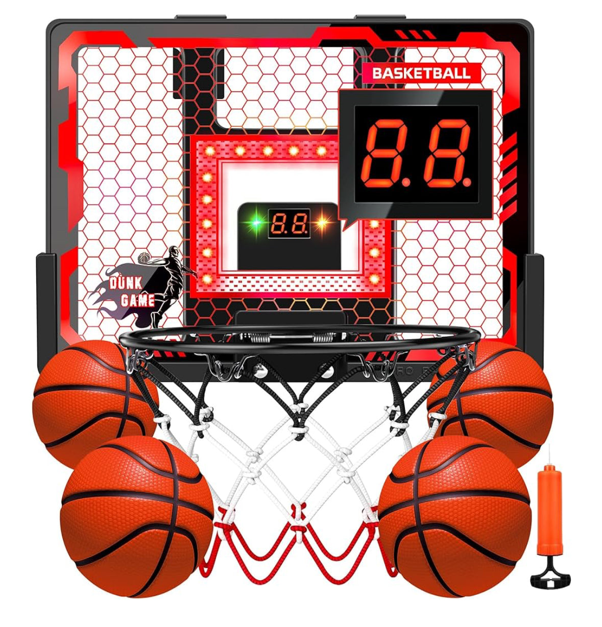 Indoor Basketball Hoop Pro, Mini Basketball Hoop Over The Door with LED